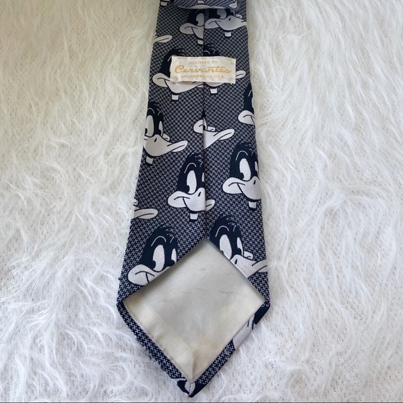 Vintage Cervantes Warner Bros Daffy Duck Black and Grey Tie - Picture 3 of 4